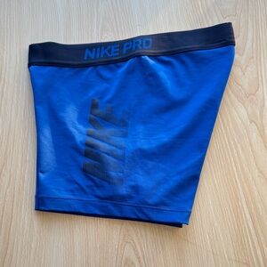 Nike Women’s Pro Royal Blue Athletic Shorts with Black Waistband